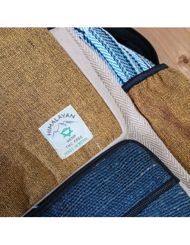 Grand sac à dos en chanvre – Bleu canard & curcuma