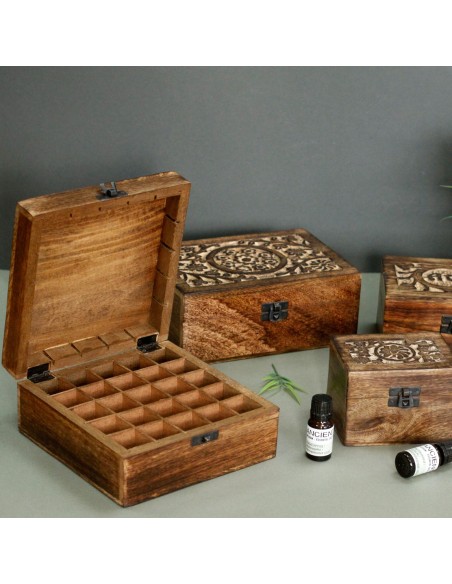 Boîte d’aromathérapie en bois – Grand format floral