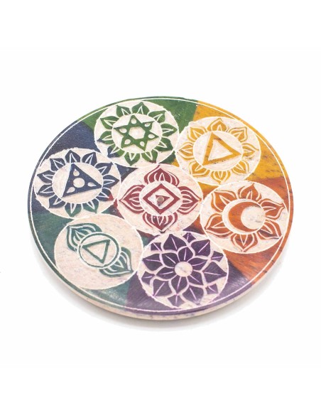 Porte?encens à cône en stéatite – Sept chakras