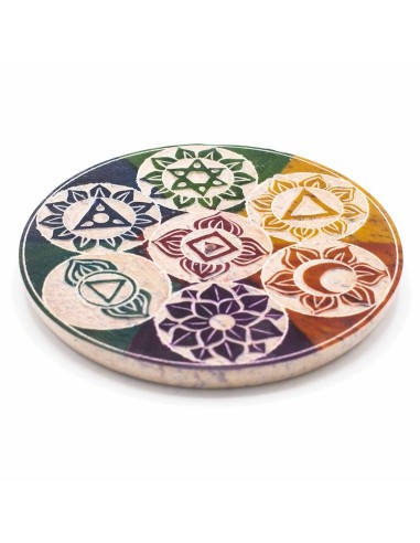 Porte?encens à cône en stéatite – Sept chakras