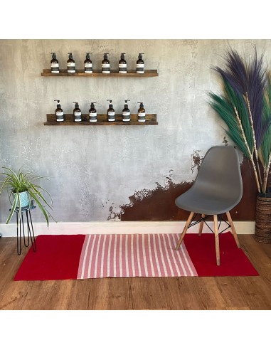 Tapis indien en coton tissé – Nuances rouge & rose