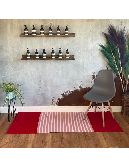 Tapis indien en coton tissé – Nuances rouge & rose