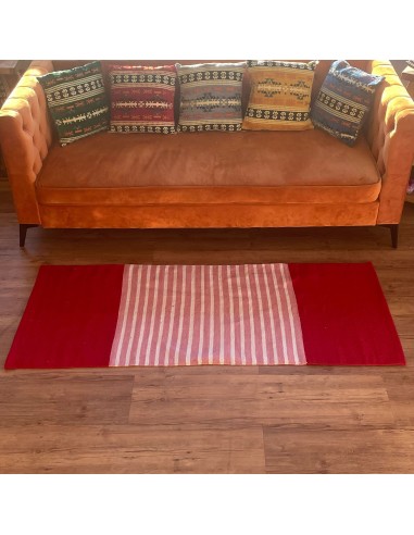 Tapis indien en coton tissé – Nuances rouge & rose