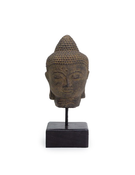 Tête de Bouddha reposée sur socle – Sérénité profonde