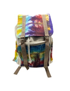 Sac à dos carré en chanvre tie?dye – Grand format