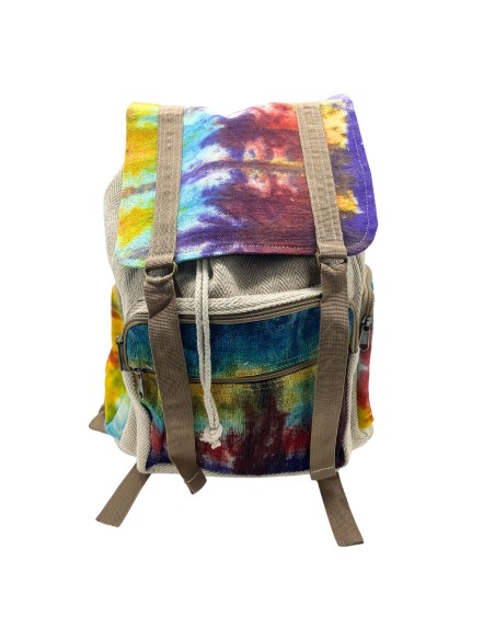 Sac à dos carré en chanvre tie?dye – Grand format