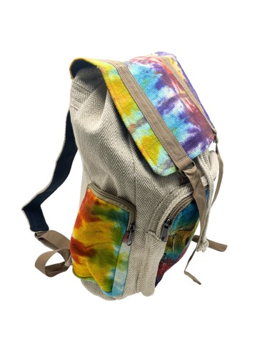 Sac à dos carré en chanvre tie?dye – Grand format