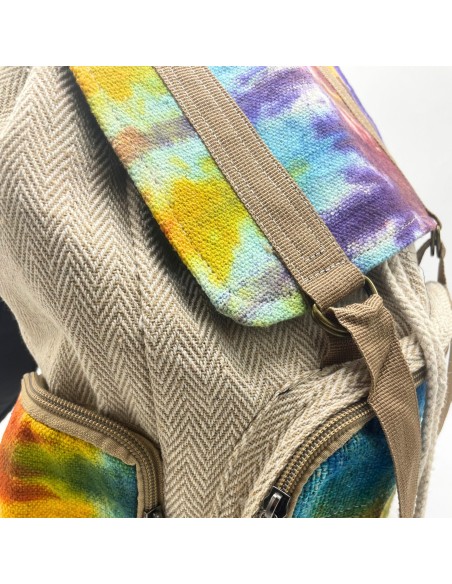 Sac à dos carré en chanvre tie?dye – Grand format