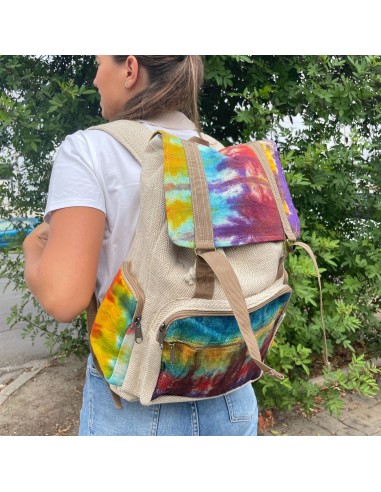 Sac à dos carré en chanvre tie?dye – Grand format