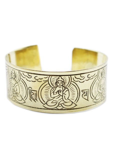 Bracelet tibétain en laiton – Cinq Bouddhas protecteurs