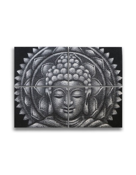 Décoration murale mandala Bouddha – Gris zen