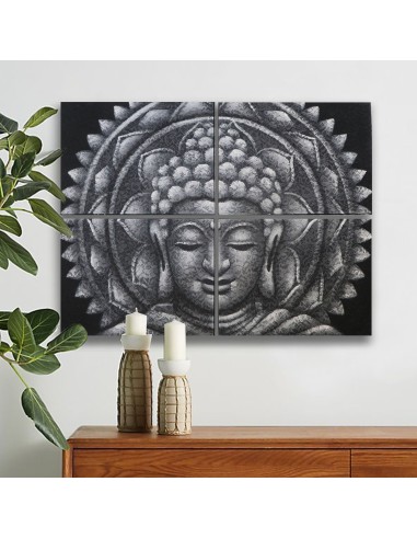 Décoration murale mandala Bouddha – Gris zen