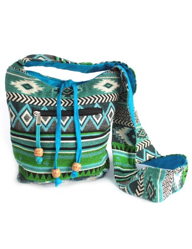 Petit sac à dos en jacquard – Bleu canard