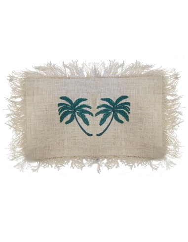 Housse de coussin en lin palmier à franges – Bohème zen