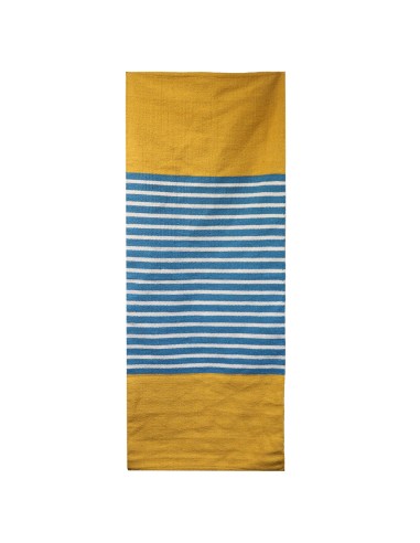 Tapis indien en coton tissé – Jaune & bleu solaire