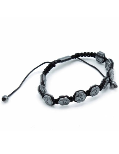 Bracelet magnétique Shamballa – Crânes hexagonaux