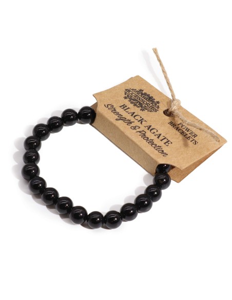 Bracelet énergétique en agate noire – Ancrage