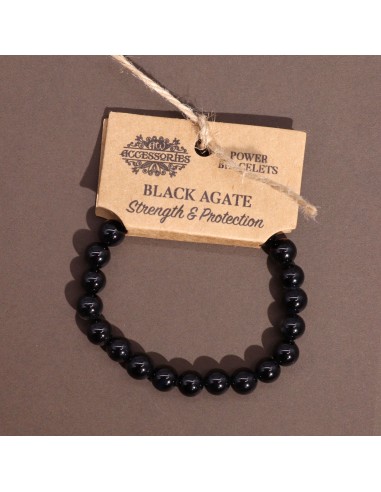 Bracelet énergétique en agate noire – Ancrage