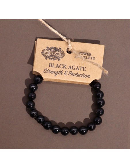 Bracelet énergétique en agate noire – Ancrage