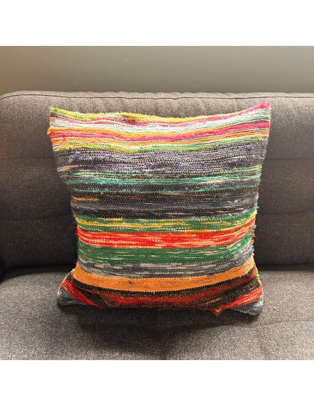 Housse de coussin en textile recyclé – Verts naturels