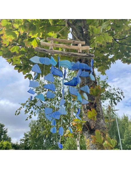 Carillon en verre recyclé – Bleu apaisant