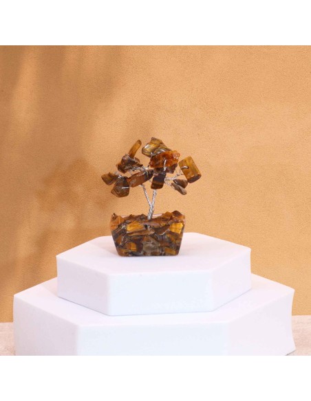 Mini arbre de pierres – Œil de tigre & orgonite