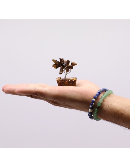 Mini arbre de pierres – Œil de tigre & orgonite