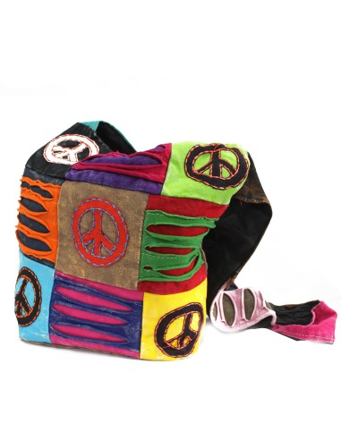 Sac ethnique style hippie – Bleu canard & symbole Om