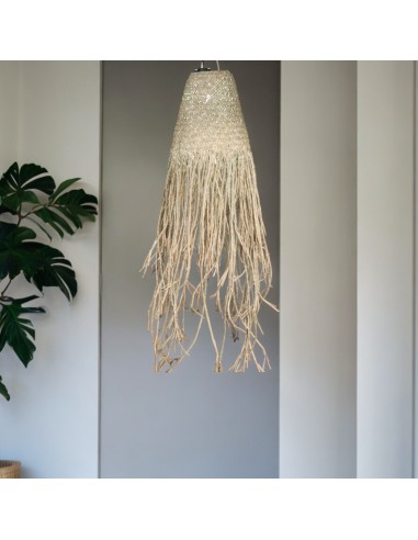 Suspension lumineuse naturelle en doum – Boho zen