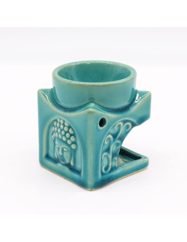 Brûle-parfum Bouddha carré – Turquoise clair