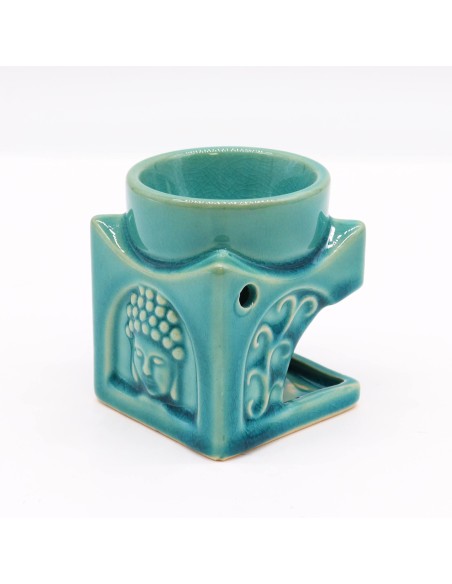 Brûle-parfum Bouddha carré – Turquoise clair