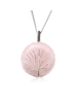Collier Arbre de Vie en quartz rose – Amour