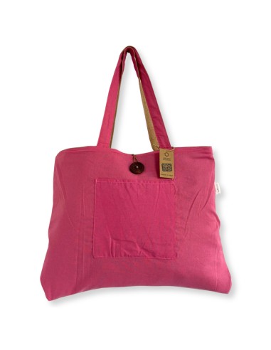 Grand sac réversible jute & coton – Rose