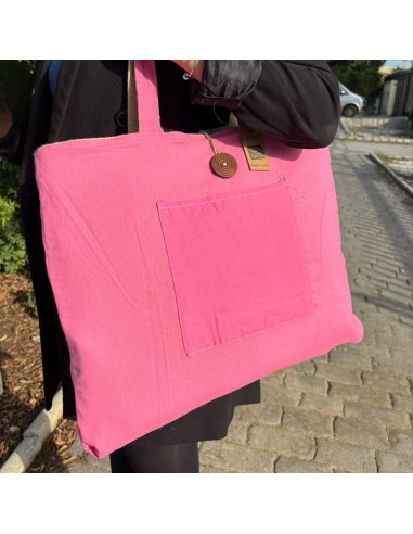 Grand sac réversible jute & coton – Rose