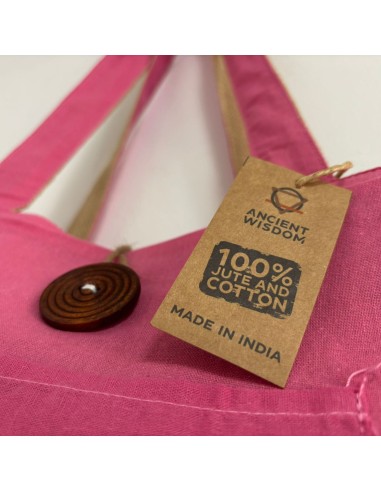 Grand sac réversible jute & coton – Rose