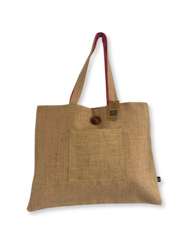 Grand sac réversible jute & coton – Rose