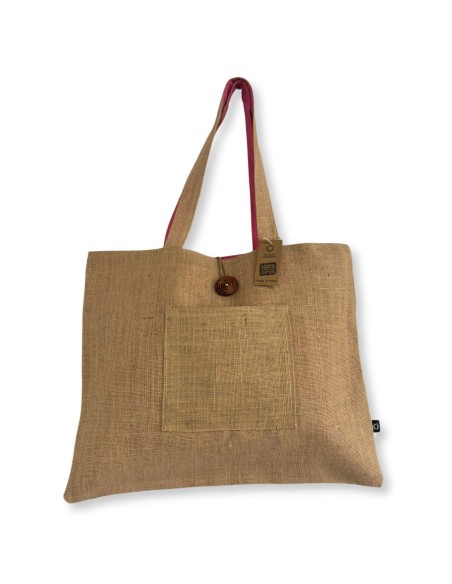 Grand sac réversible jute & coton – Rose