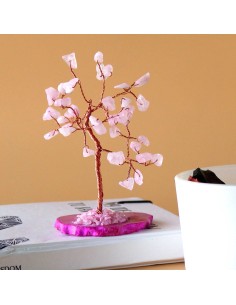 Arbre de pierres – Quartz rose sur agate rose