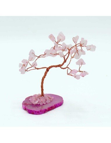 Arbre de pierres – Quartz rose sur agate rose