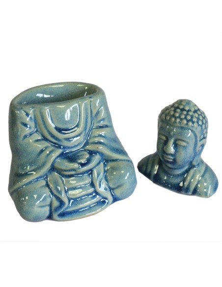 Brûle-parfum Bouddha assis – Bleu zen
