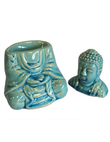Brûle-parfum Bouddha assis – Bleu zen