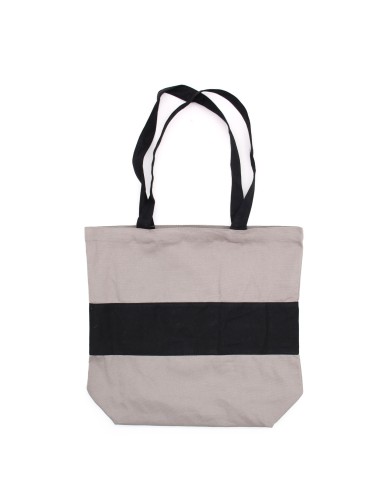 Sac cabas bicolore en coton épais – Gris & noir