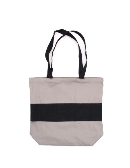 Sac cabas bicolore en coton épais – Gris & noir