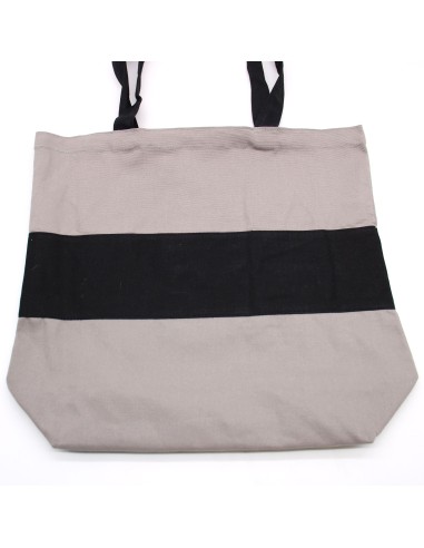 Sac cabas bicolore en coton épais – Gris & noir