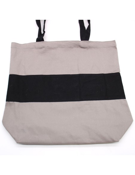 Sac cabas bicolore en coton épais – Gris & noir