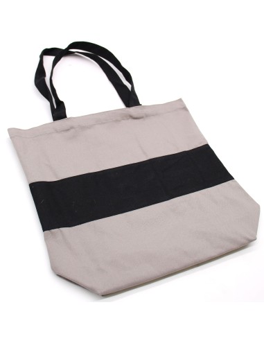 Sac cabas bicolore en coton épais – Gris & noir