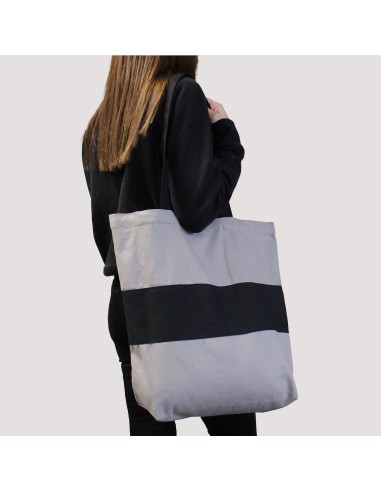 Sac cabas bicolore en coton épais – Gris & noir