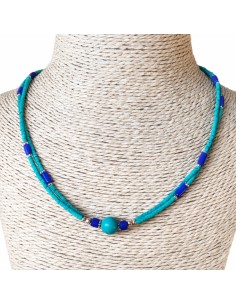 Collier népalais lapis-lazuli & malachite