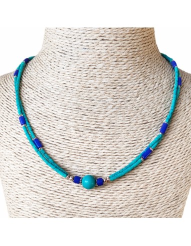 Collier népalais lapis-lazuli & malachite