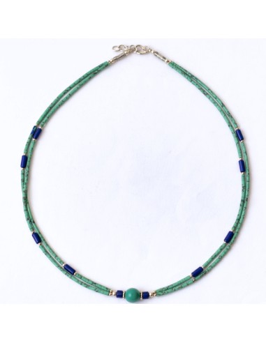 Collier népalais lapis-lazuli & malachite